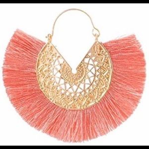 Boho Fringe Earrings Pink/Orange